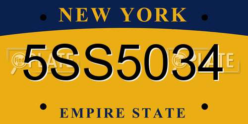 5SS5034 New York License Plate