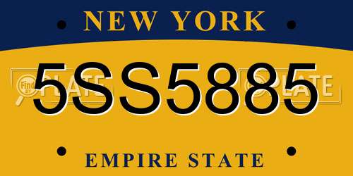 5SS5885 New York License Plate