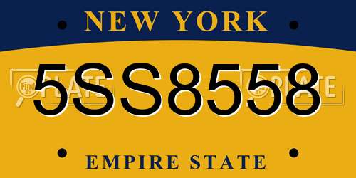 5SS8558 New York License Plate