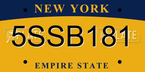 5SSB181 New York License Plate