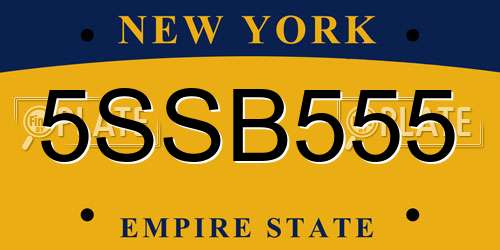 5SSB555 New York License Plate