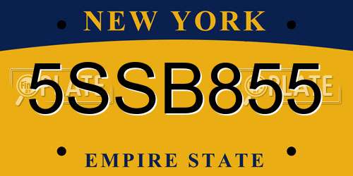 5SSB855 New York License Plate