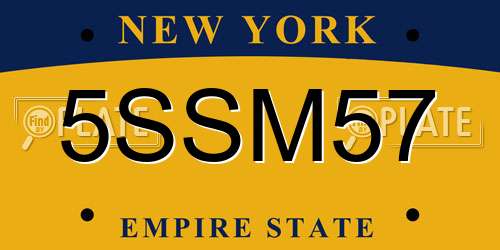 5SSM57 New York License Plate