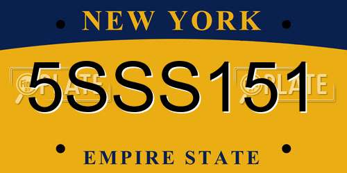5SSS151 New York License Plate