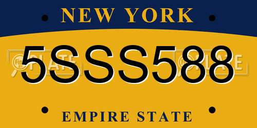 5SSS588 New York License Plate