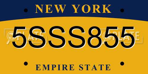 5SSS855 New York License Plate