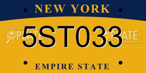 5ST033 New York License Plate