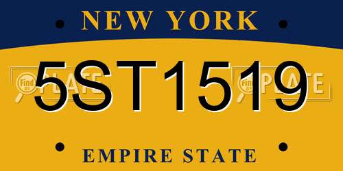 5ST1519 New York License Plate