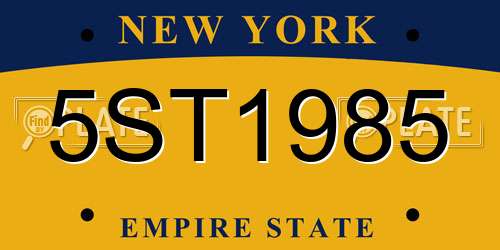 5ST1985 New York License Plate