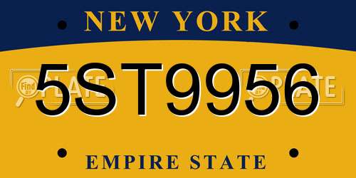 5ST9956 New York License Plate