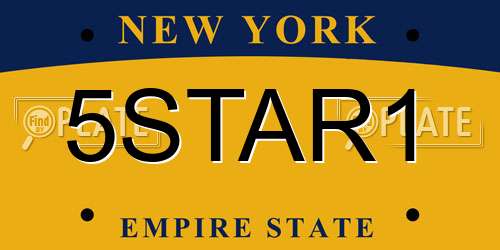 5STAR1 New York License Plate