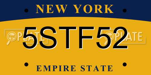 5STF52 New York License Plate