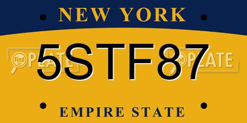5STF87 New York License Plate