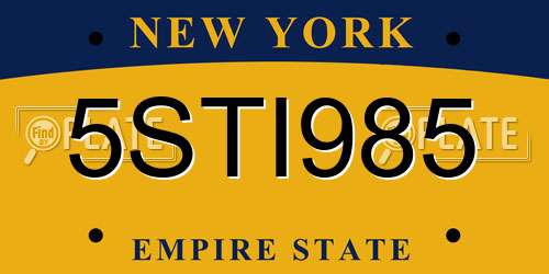 5STI985 New York License Plate