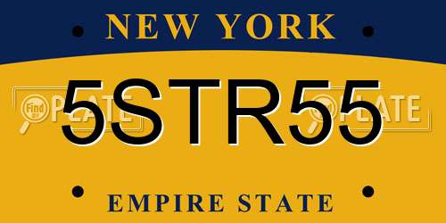5STR55 New York License Plate