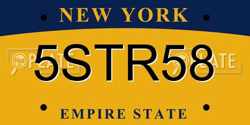 5STR58 New York License Plate