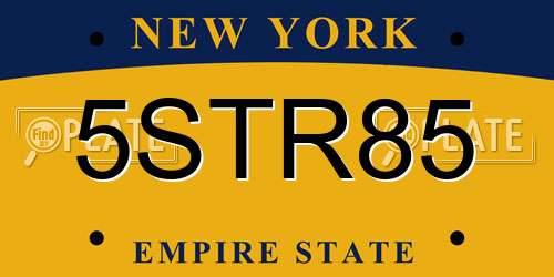 5STR85 New York License Plate