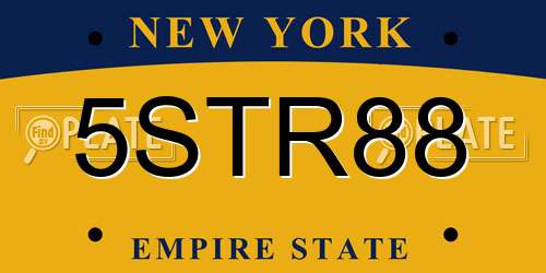 5STR88 New York License Plate