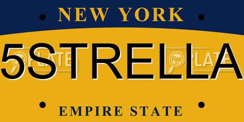 5STRELLA New York License Plate