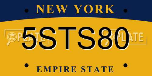 5STS80 New York License Plate