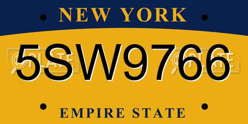 5SW9766 New York License Plate