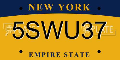 5SWU37 New York License Plate