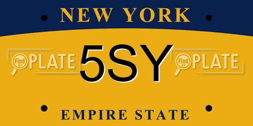 5SY New York License Plate