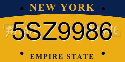 5SZ9986 New York License Plate