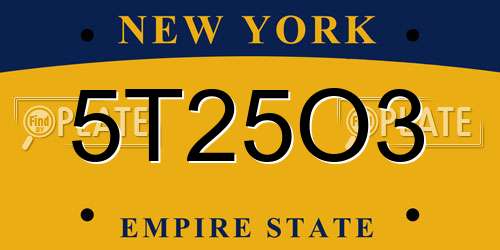 5T25O3 New York License Plate