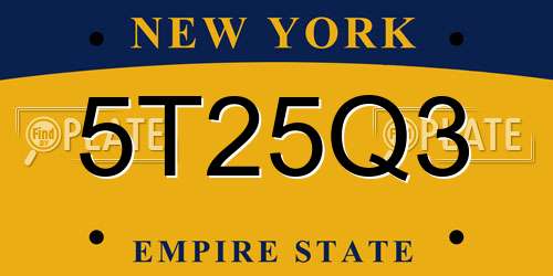 5T25Q3 New York License Plate