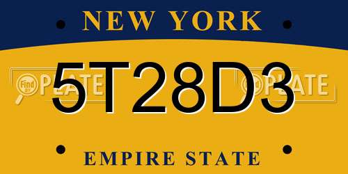 5T28D3 New York License Plate
