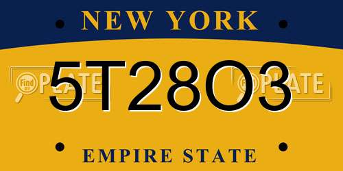 5T28O3 New York License Plate