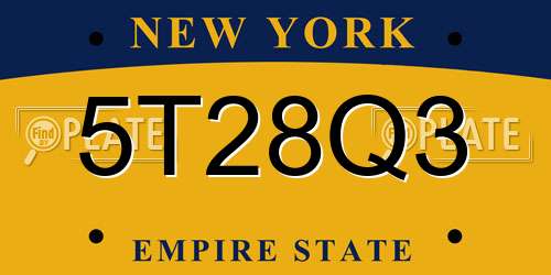 5T28Q3 New York License Plate