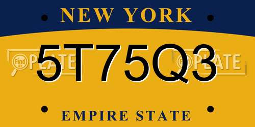 5T75Q3 New York License Plate