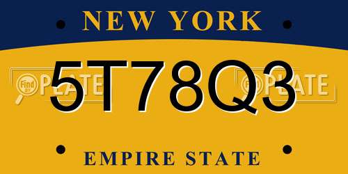 5T78Q3 New York License Plate