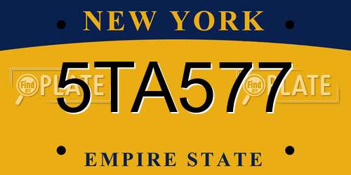 5TA577 New York License Plate