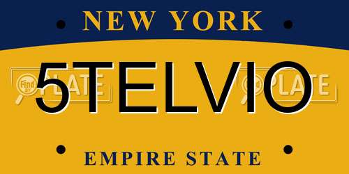 5TELVIO New York License Plate
