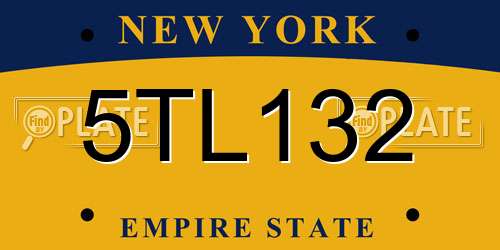 5TL132 New York License Plate