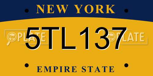 5TL137 New York License Plate
