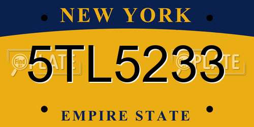 5TL5233 New York License Plate