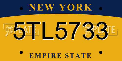 5TL5733 New York License Plate