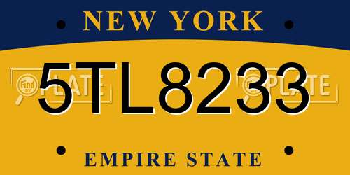 5TL8233 New York License Plate