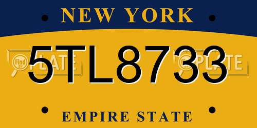 5TL8733 New York License Plate