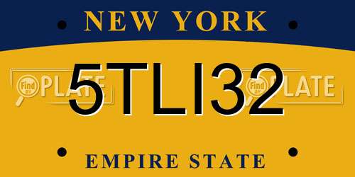 5TLI32 New York License Plate