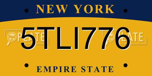 5TLI776 New York License Plate
