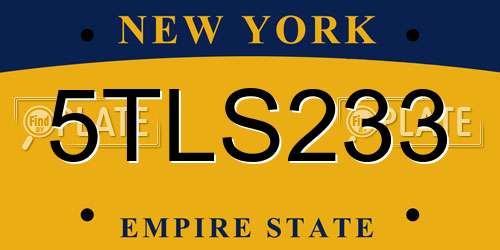 5TLS233 New York License Plate