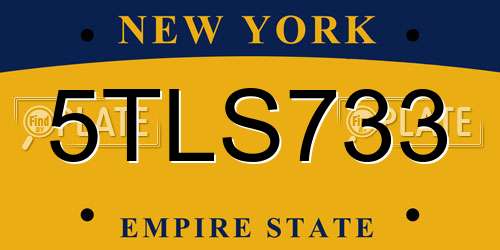 5TLS733 New York License Plate