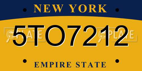 5TO7212 New York License Plate