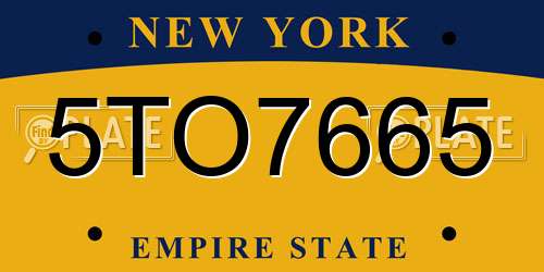 5TO7665 New York License Plate