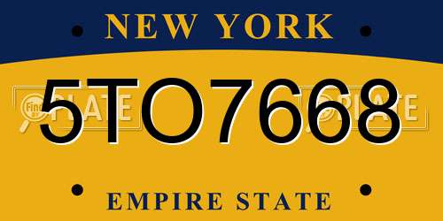 5TO7668 New York License Plate